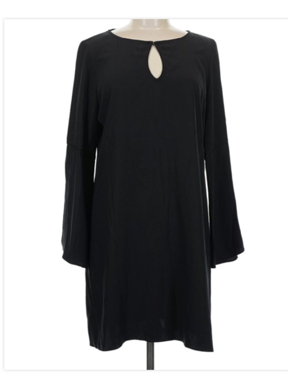 Calypso St. Barth Silk Flutter Bell Sleeve Keyhole Neckline Dress Black Size XS